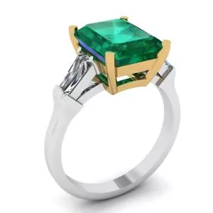 Anillo de Esmeralda de 3 quilates con Diamantes Laterales Baguette - Photo 3