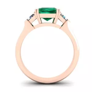 Anillo de Esmeralda de 3 quilates con Triángulo de Diamantes en Oro Rosa - Photo 1