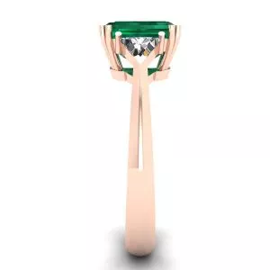 Anillo de Esmeralda de 3 quilates con Triángulo de Diamantes en Oro Rosa - Photo 2