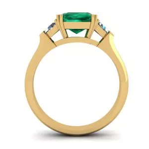 Anillo Esmeralda 3 quilates Triángulo Diamantes laterales Oro amarillo - Photo 1