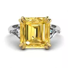 Anillo Zafiro Amarillo Talla Esmeralda Oro Blanco