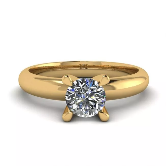 Anillo Solitario Diamante Forma V Oro Amarillo