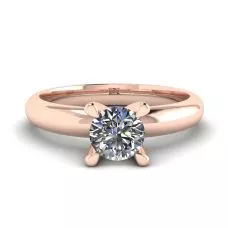 Anillo Solitario Diamante Forma V Oro Rosa