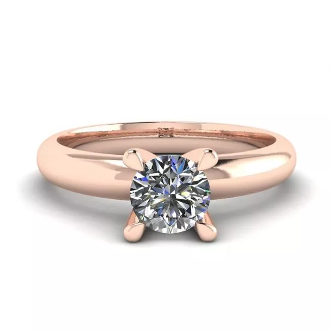 Anillo Solitario Diamante Forma V Oro Rosa