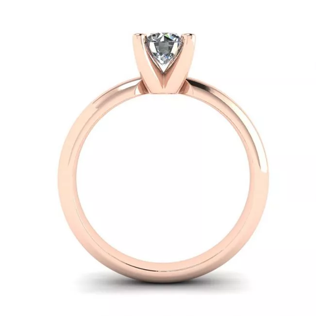 Anillo Solitario Diamante Forma V Oro Rosa - Photo 1