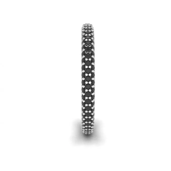 Anillo de eternidad con triple pavé de diamantes negros - Photo 1