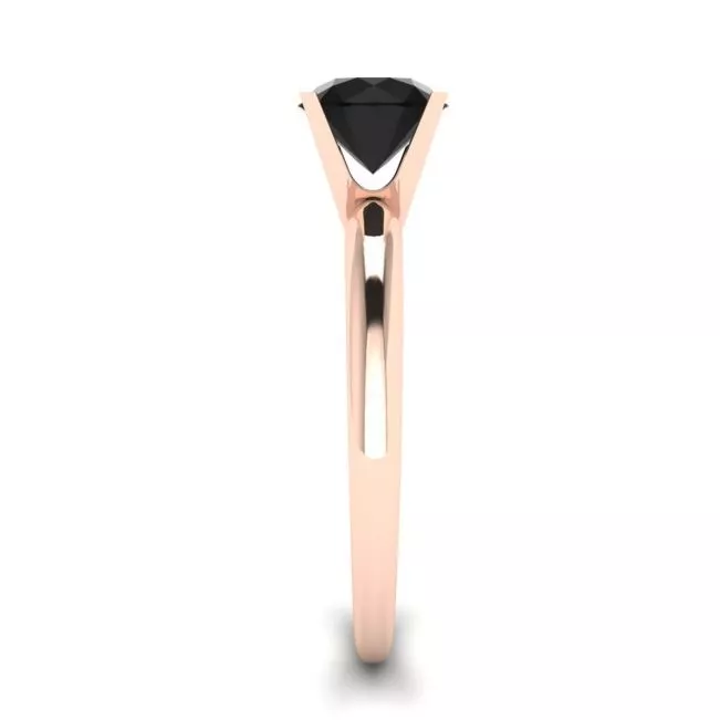 Anillo de engaste en V con diamantes negros en oro rosa - Photo 2