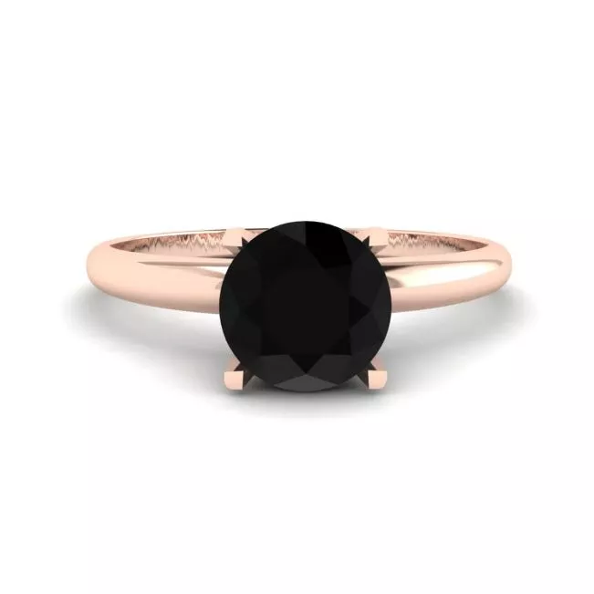 Anillo de engaste en V con diamantes negros en oro rosa