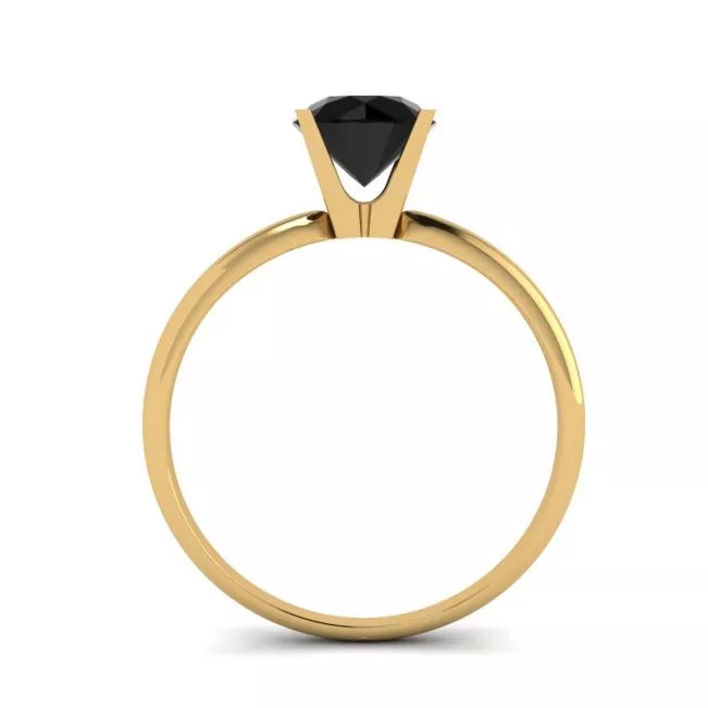 Anillo de engaste en V con diamantes negros en oro amarillo - Photo 1