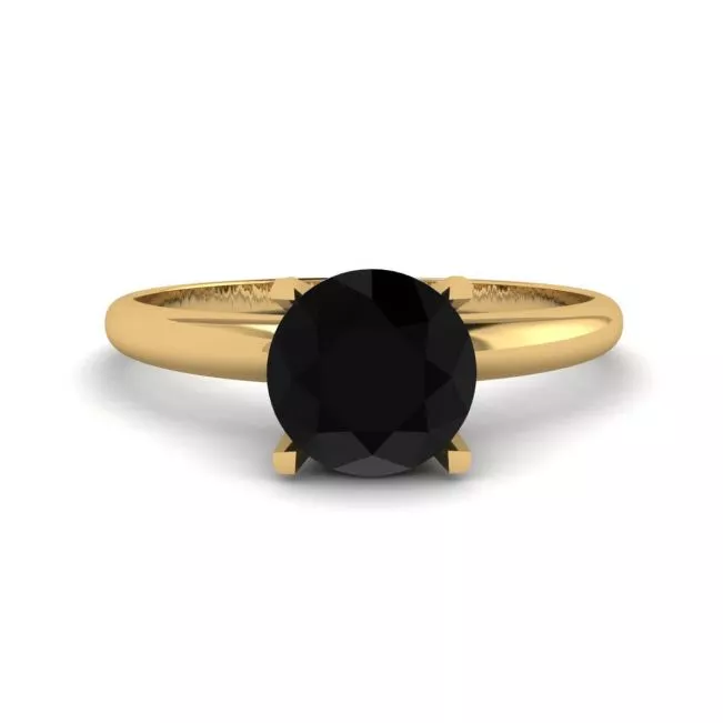 Anillo de engaste en V con diamantes negros en oro amarillo