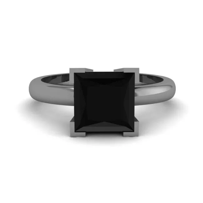Anillo de rodio negro con diamante negro