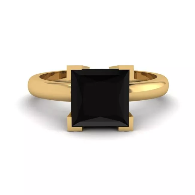 Anillo Diamante Negro Oro Amarillo