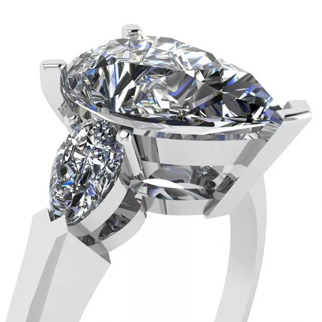 Anillo de diamantes de pera de tres piedras - Photo 1