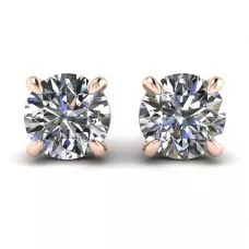Pendientes de tuerca con diamantes redondos perfectos en oro rosa