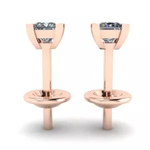 Aretes de diamantes de talla princesa en oro rosa - Photo 1