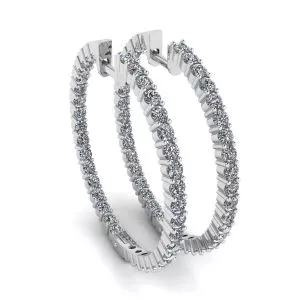 Pendientes de aro fino con diamantes
