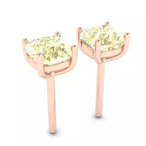 Aretes de diamantes amarillos de talla cojín en oro rosado de 18 quilates - Photo 2