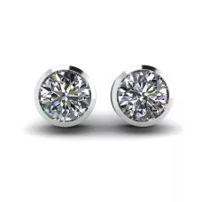 Pendientes de botón con diamantes redondos en oro blanco