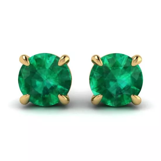 Aretes Clásicos de Esmeralda en Oro Amarillo, Ampliar imagen 1