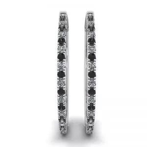 Pendientes Aro Diamantes Blancos y Negros Oro Blanco - Photo 2