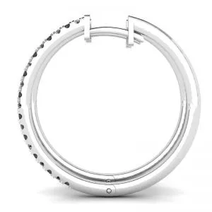 Pendientes Aro Diamantes Blancos y Negros Oro Blanco - Photo 1
