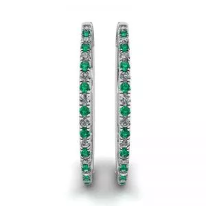 Aretes de Diamantes y Esmeraldas Oro Blanco - Photo 2