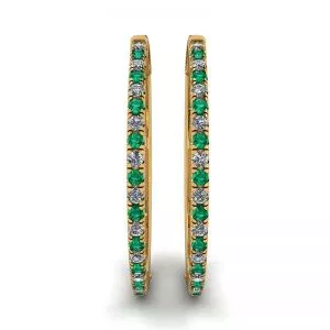 Aretes de Diamantes y Esmeraldas Oro Amarillo - Photo 2