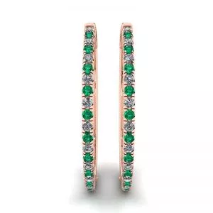 Aretes de Diamantes y Esmeraldas en Oro Rosa - Photo 2