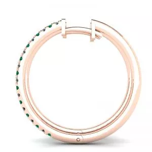 Aretes de Diamantes y Esmeraldas en Oro Rosa - Photo 1