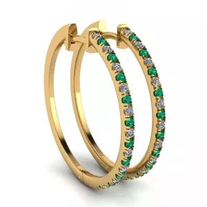 Aretes de Diamantes y Esmeraldas Oro Amarillo