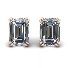Pendientes de botón con diamantes de talla esmeralda en oro rosa