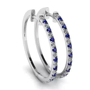 Aretes de zafiro y diamantes en oro blanco