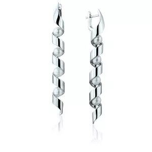 Pendientes Largos con Perlas de Mar - Colección Ruban